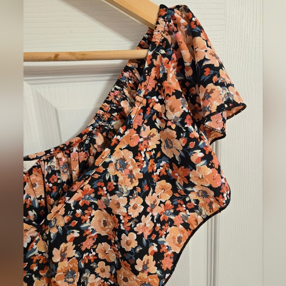 Indulge Floral Ruffle Off The Shoulders Maxi Dress in Black and Pink Size Large - Picture 8 of 11